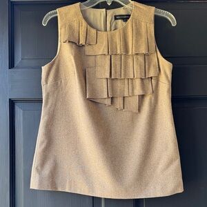 Banana Republic Sleeveless Top w/Ruffle Detail in beige w/ subtle gold threading